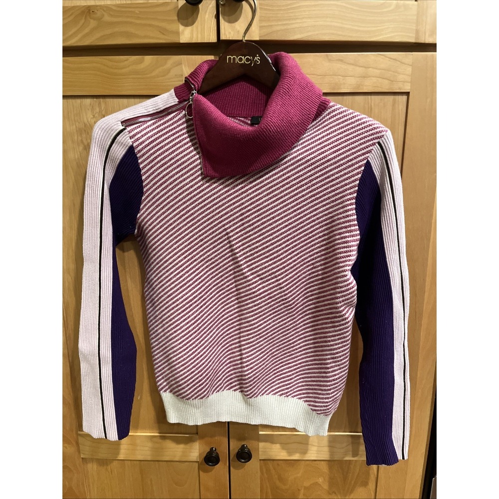 Urban Revivo Women's Sz 8 Convertible Neck Sweater Y2K, 90's, Stripes, Colorful